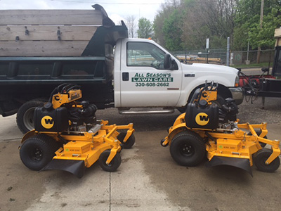 equipment, lawn care, truck, mowers